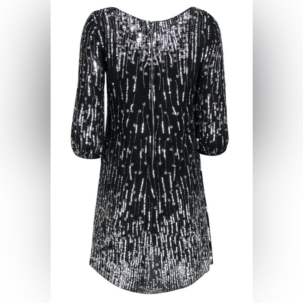 ALICE+OLIVIA Black and Silver Sequin Dress XS